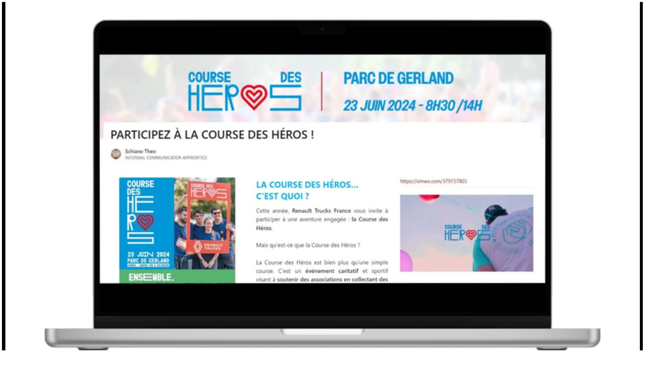 A charity run event website shown on a laptop